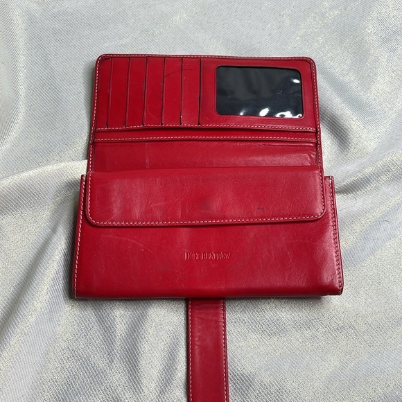 Vintage Y2K Holt Renfrew Buckled Red Genuine Leather Wallet Cards Coins - Picture 6 of 11